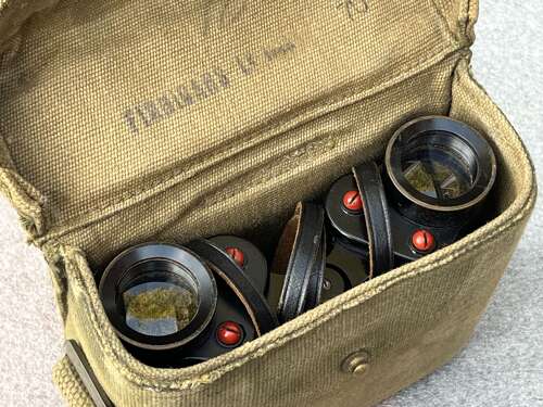140) Lovely Original WW2 British Army 6x30 Binoculars 1943 & P37 Webbing Case