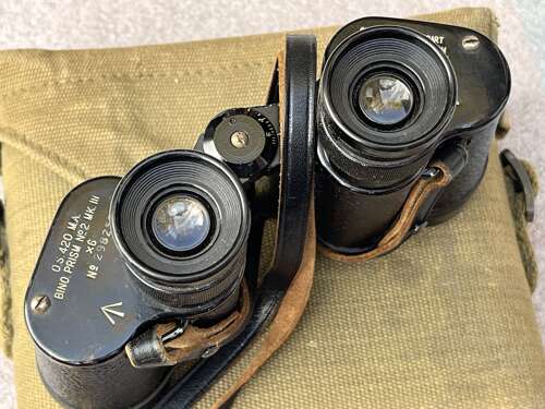 140) Lovely Original WW2 British Army 6x30 Binoculars 1943 & P37 Webbing Case