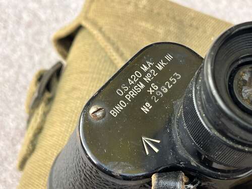 140) Lovely Original WW2 British Army 6x30 Binoculars 1943 & P37 Webbing Case