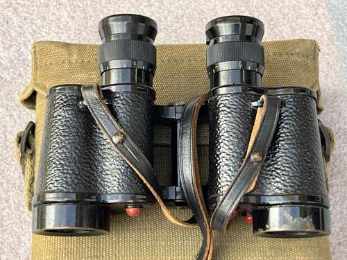 140) Lovely Original WW2 British Army 6x30 Binoculars 1943 & P37 Webbing Case