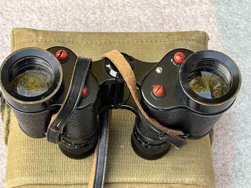 140) Lovely Original WW2 British Army 6x30 Binoculars 1943 & P37 Webbing Case