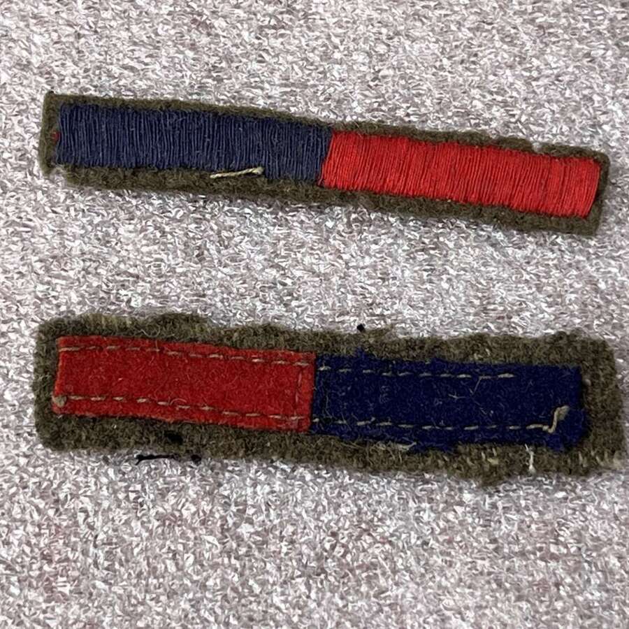 167) Good Original WW2 Uniform Removed RA or RE Arm of Service Stripes